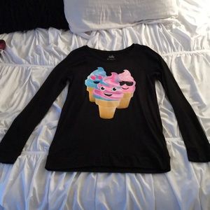 long sleeves black dress with ice cream on front